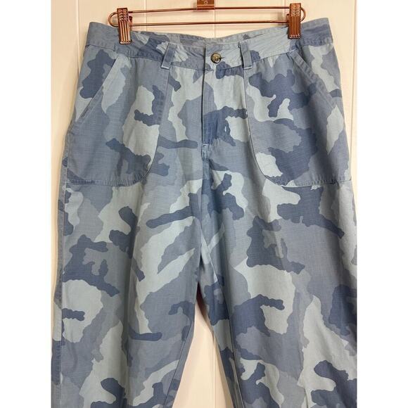 Gramicci Blue Camo Cropped Cargo Pants 100% Cotton Size 8 - Picture 4 of 7